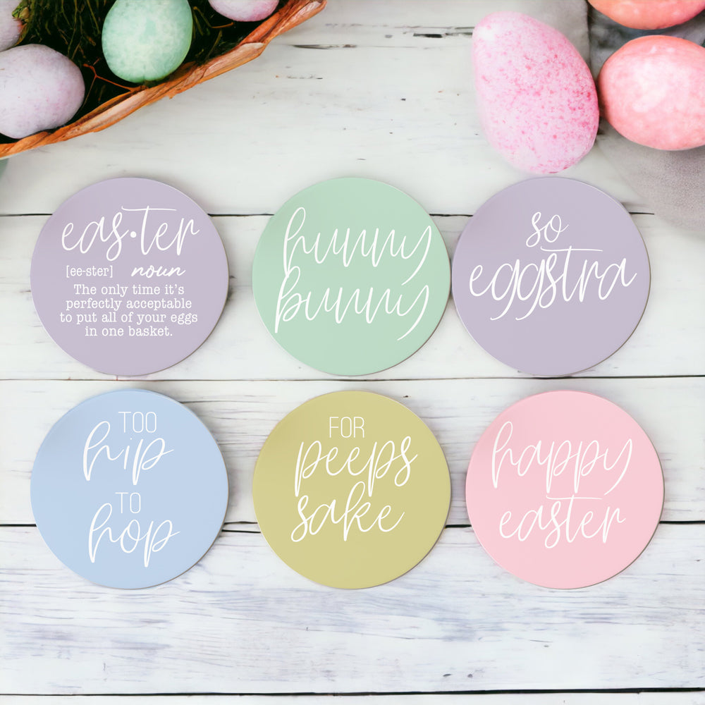 Easter Spring Ceramic Coaster Set 4 Inch Absorbent Drink Coasters Table Protectors Pack
