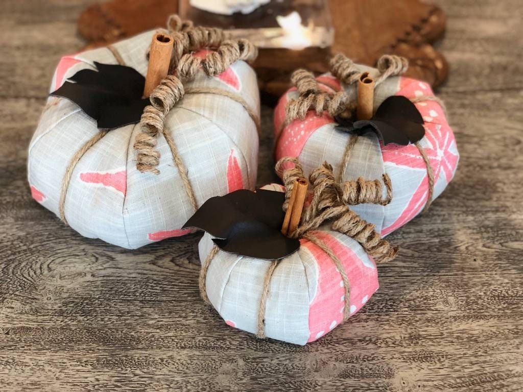 Pink Starfish Fabric Pumpkin- 3 Sizes