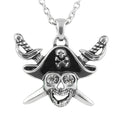 Pirate Skull Buccaneer Necklace Silver Plated Pendant