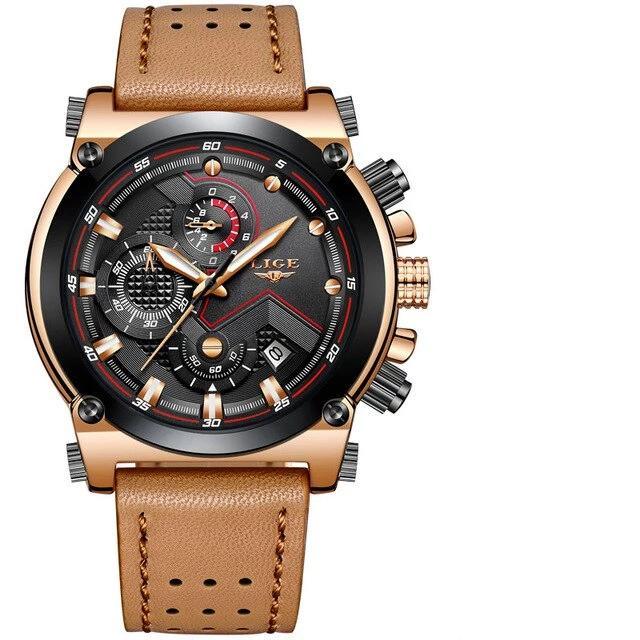 Montre Moderne Étanche pour Homme avec Bracelets en Cuir, Boîtier en Acier Inoxydable, Excellent Look, Cadeau Parfait