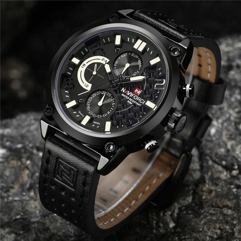Montres de sport de luxe pour hommes Montre-bracelet étanche Aiguilles fluorescentes Design unique Excellent cadeau