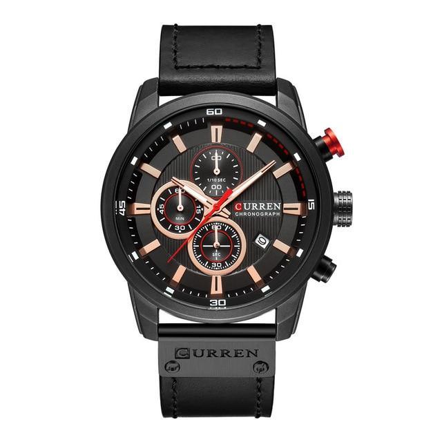 Montre de sport élégante et étanche pour homme avec chronomètres, affichage de la date, bracelets en cuir et verre Hardlex résistant aux rayures. Cadeau idéal pour lui.