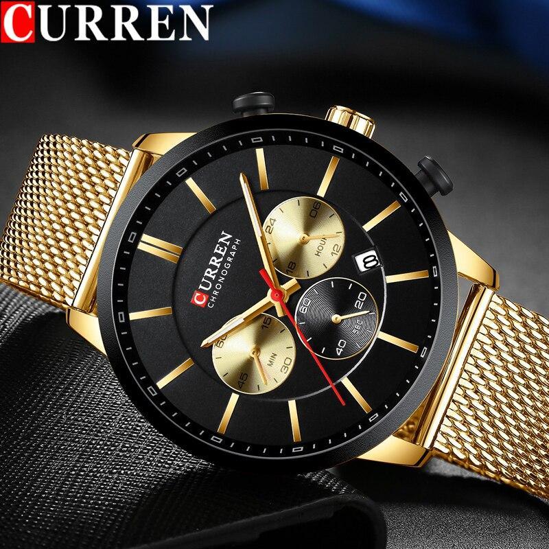 Montre élégante unisexe en acier inoxydable avec chronomètre et affichage de la date, excellent design, cadeau parfait