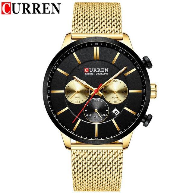 Montre élégante unisexe en acier inoxydable avec chronomètre et affichage de la date, excellent design, cadeau parfait