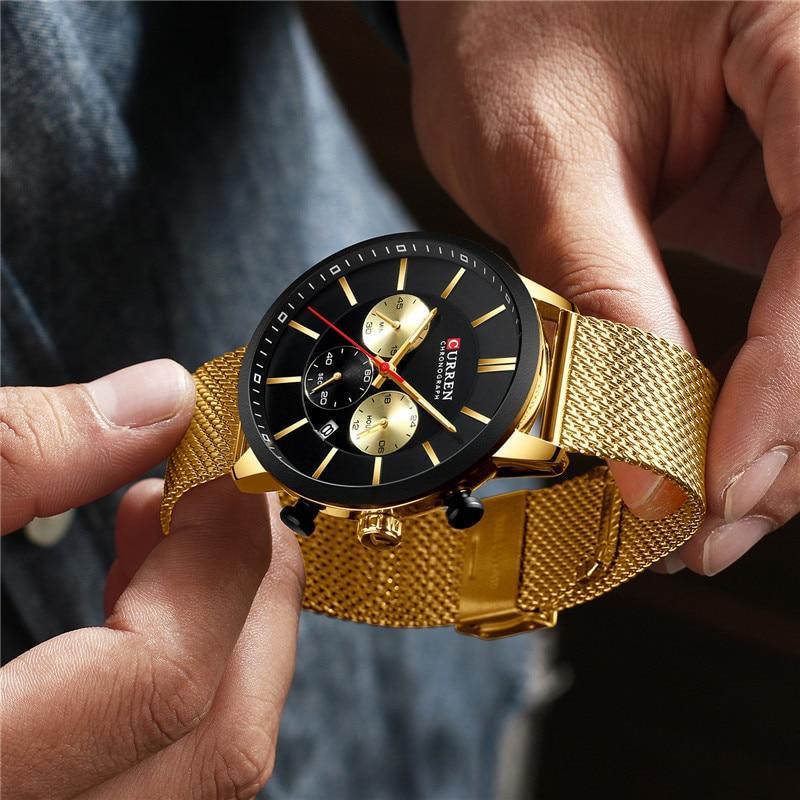 Montre élégante unisexe en acier inoxydable avec chronomètre et affichage de la date, excellent design, cadeau parfait