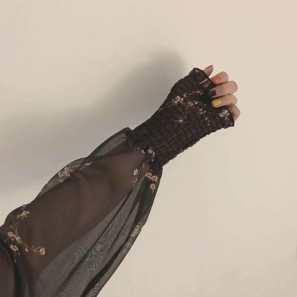 Vintage Flower Puff Sleeve Dress