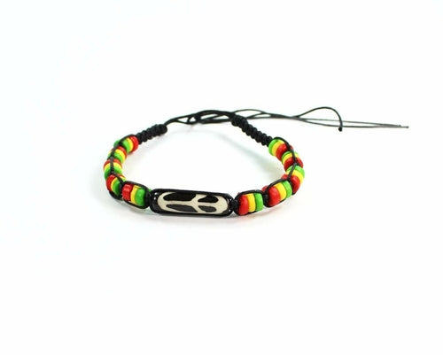 Rasta Peace Macrame Friendship Bracelet Adjustable Bead
