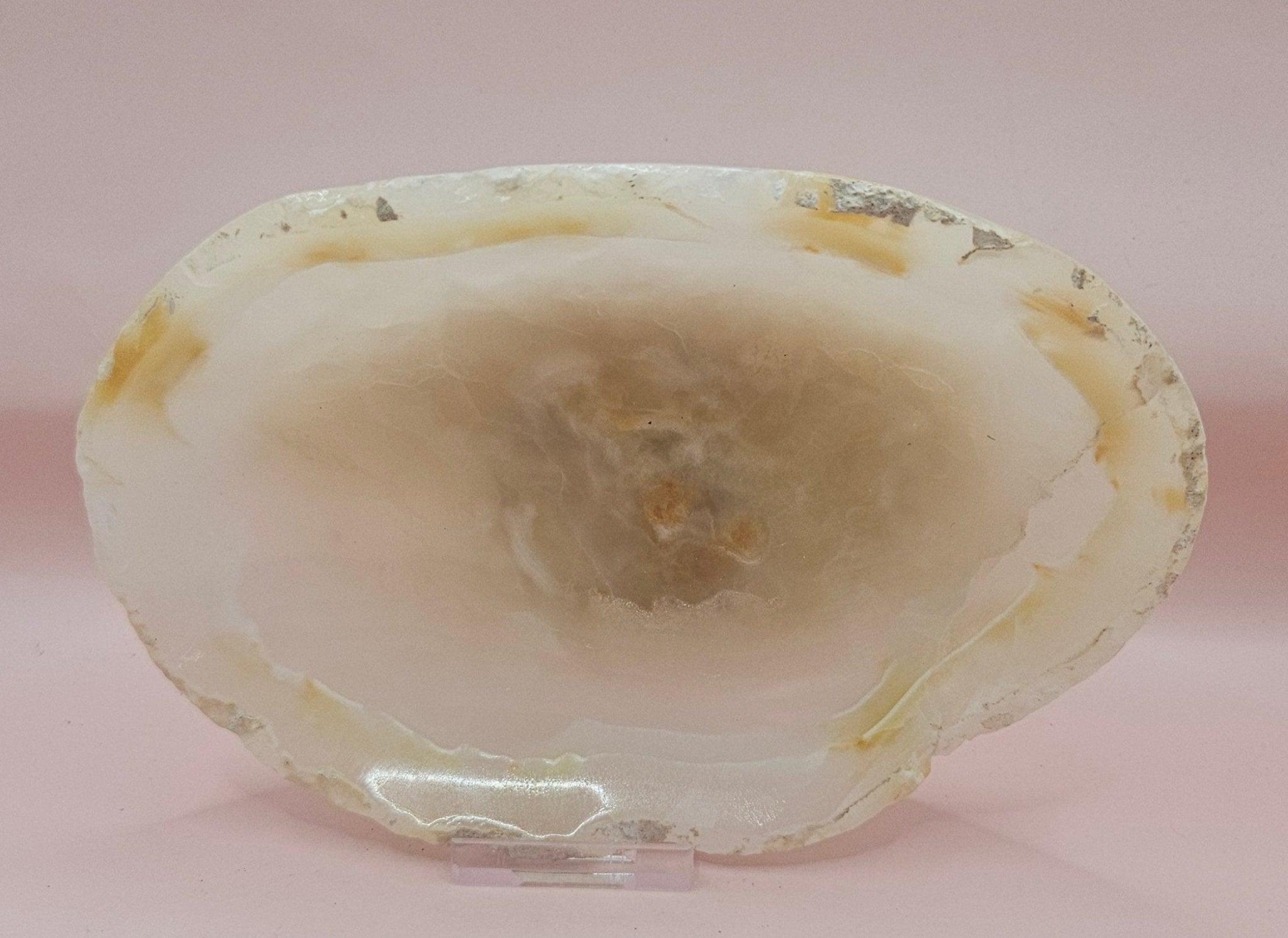 Raw Edge Onyx Dish – Cream Oval Stone Tray 6x4.5"