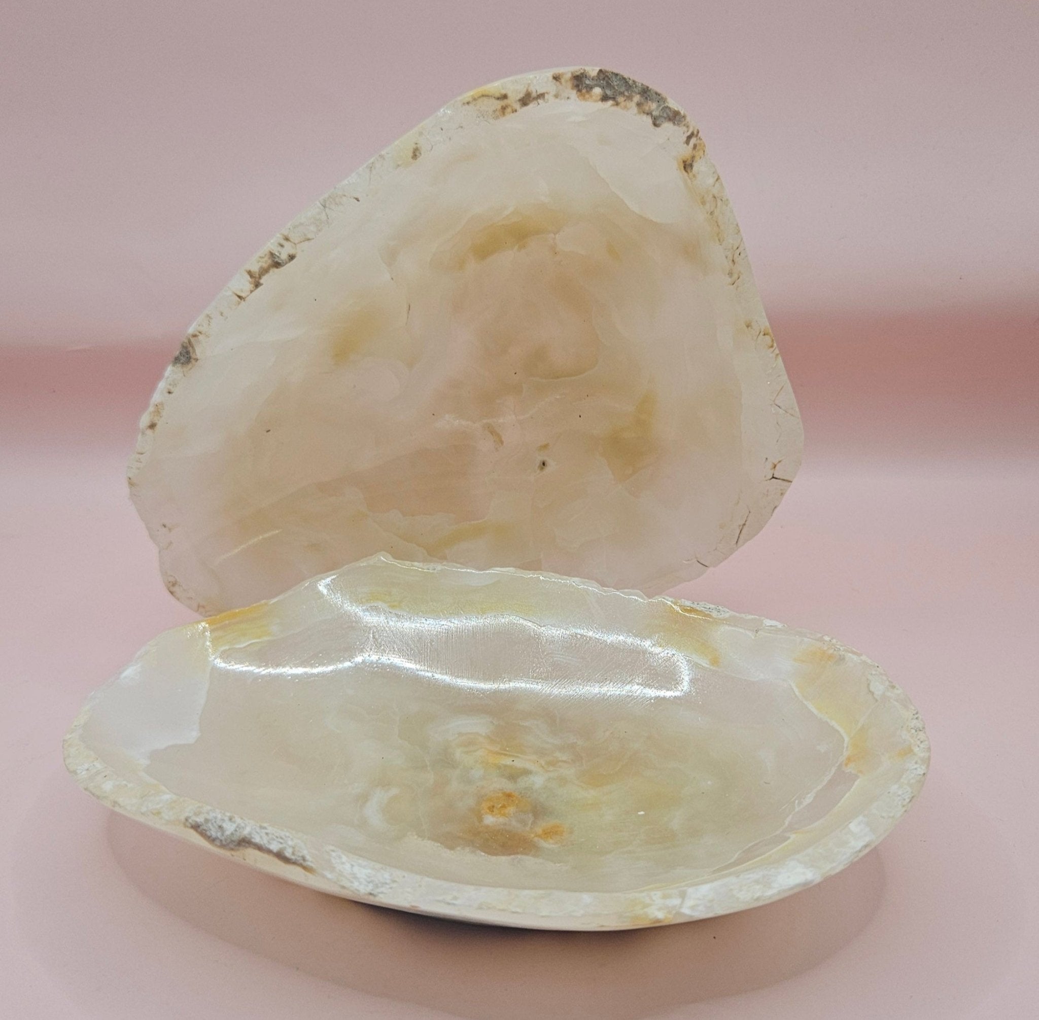 Raw Edge Onyx Dish – Cream Oval Stone Tray 6x4.5"