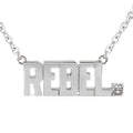 Rebel Pendant Necklace Sterling Silver Rhinestone Charm