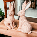 Resin Basket Weave Bunny Figurine Rattan Style Easter Decor 3 Color Options