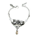 Rose Pendant Silver Bracelet Vintage Filigree Floral Drop