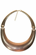 Rose Tone Dotted Statement Necklace Bold Adjustable Collar