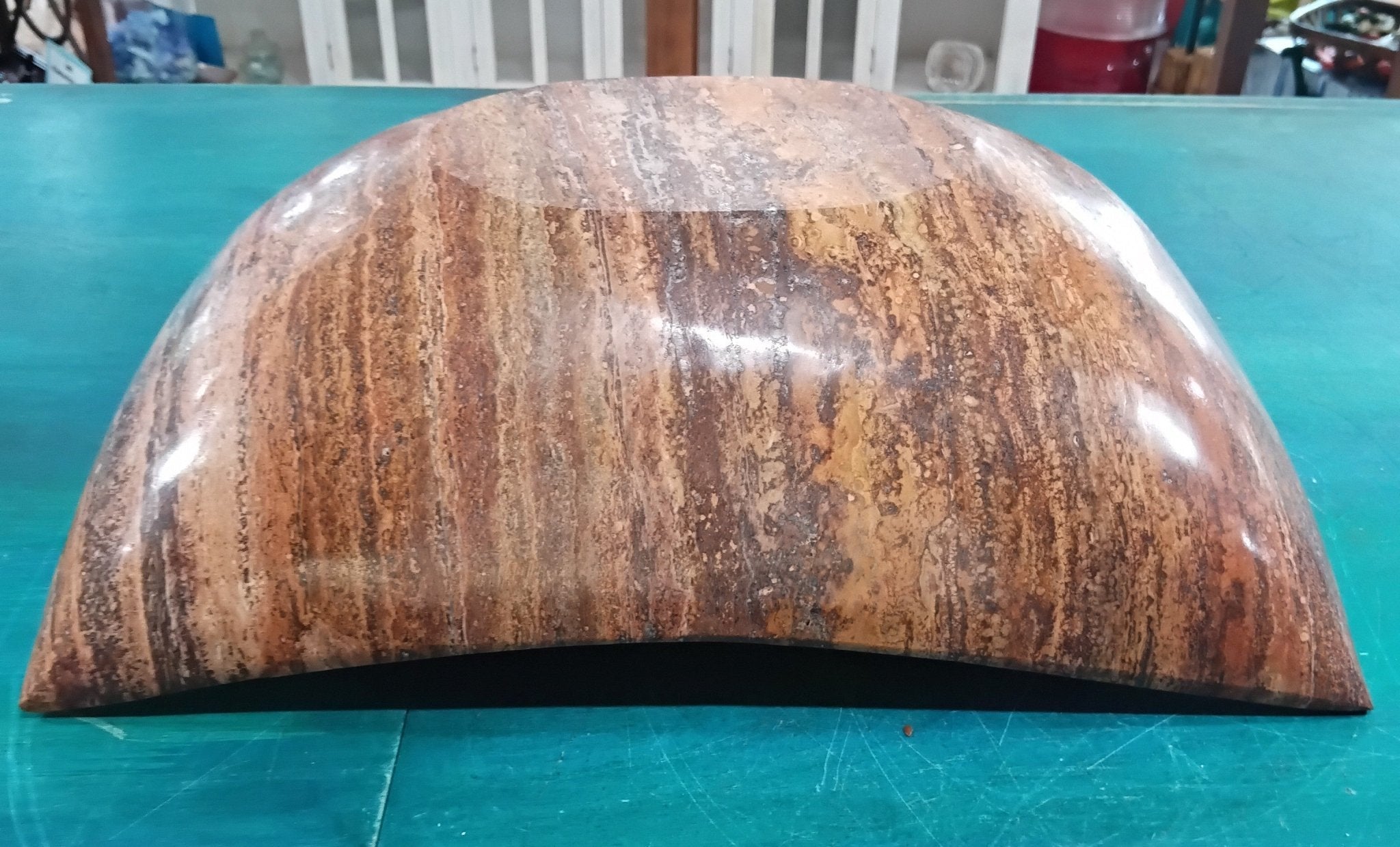 Rust Onyx Rectangle Bowl – 15.75" Decorative Stone Centerpiece – Natural Polished Onyx