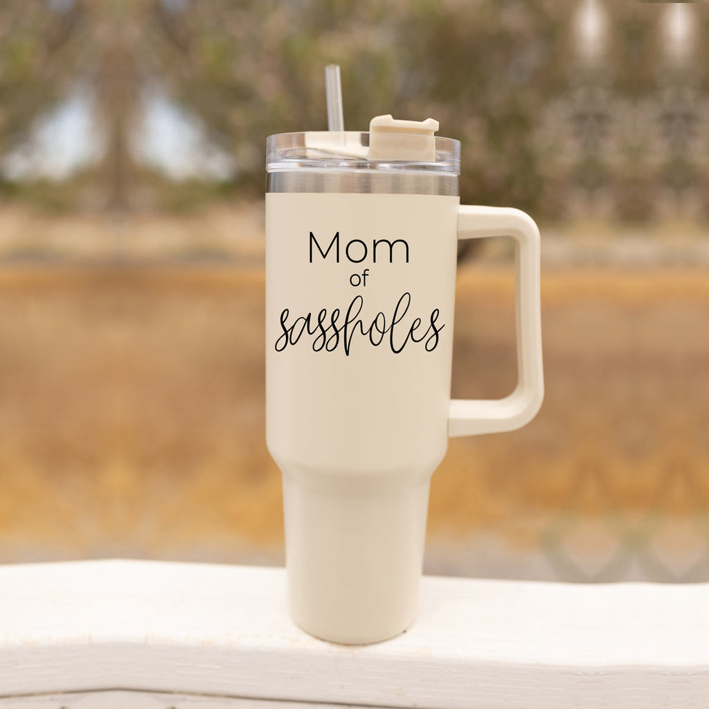 40oz Insulated Travel Tumbler With Handle Lid Straw - Funny Mom Gift Mug