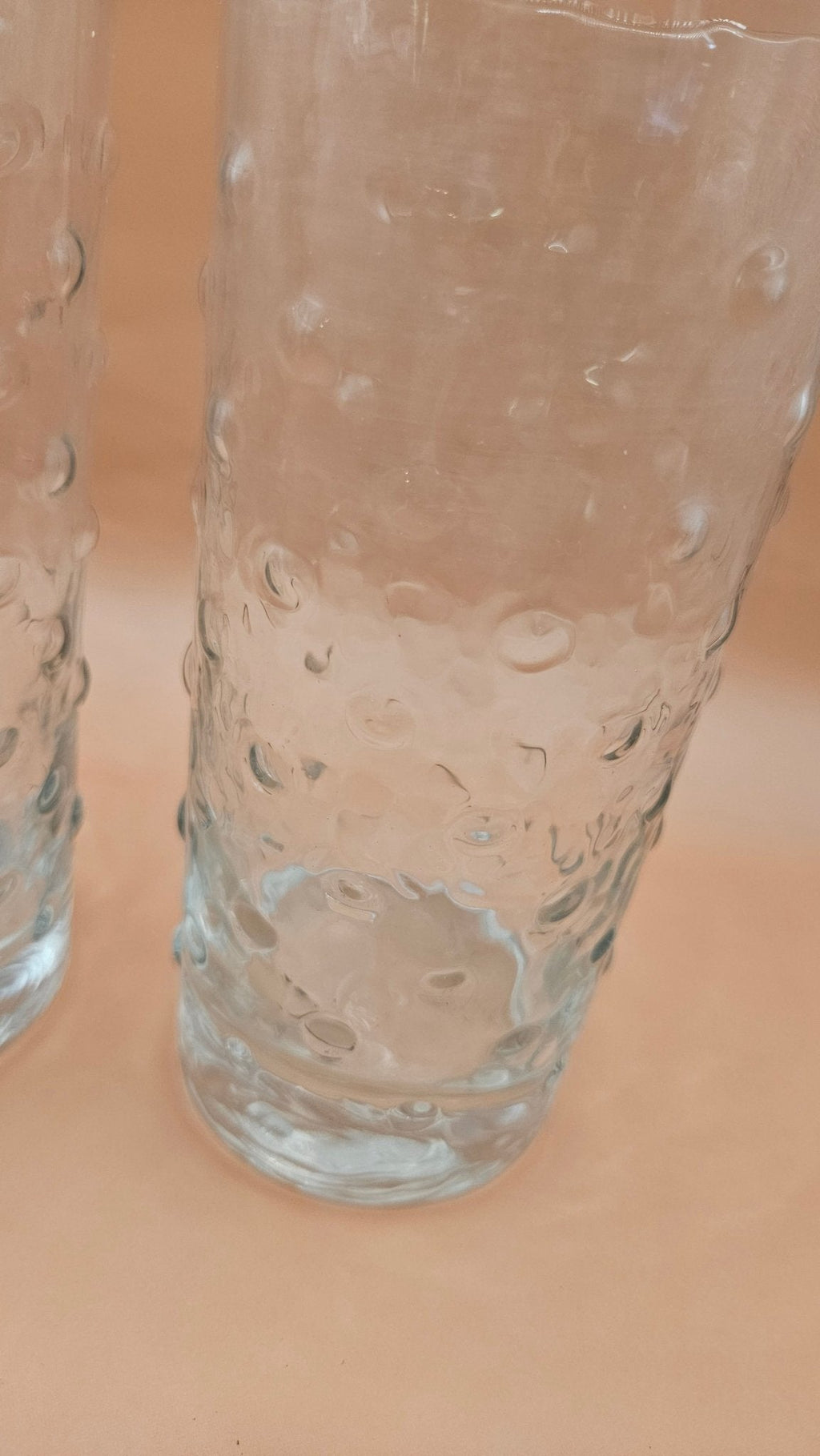 Set of 2 Vintage Libbey Crisa Clear Dimpled Glass Tumblers – 18 oz Pinched Grip Design