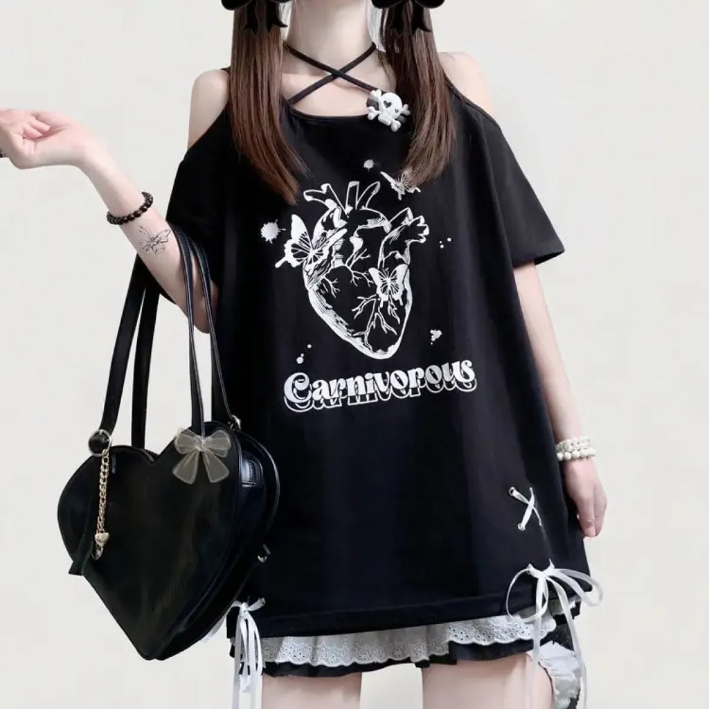 Off Shoulder Bow T-Shirt