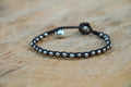 Silver Beaded Woven Cotton Bracelet Adjustable Boho