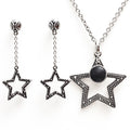 Silver Star Necklace And Drop Earrings Sterling Set