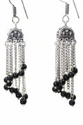 Turquoise Marbled Bead Chandelier Dangle Earrings 3 Inch