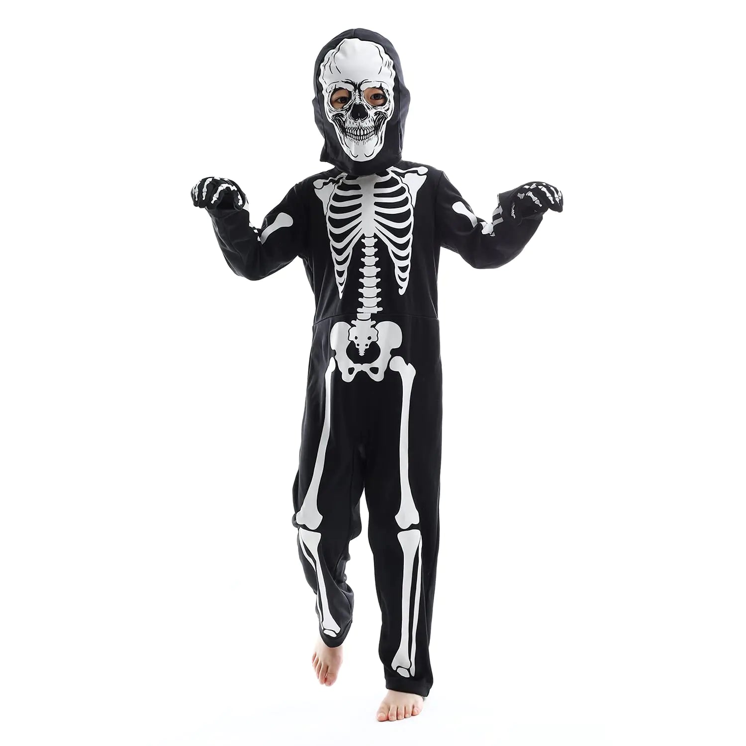 Sincere Party Kids Skeleton Costume | Glow in the Dark Skeletons | Halloween Skeleton Costumes | For Boys and Girls 7-9years | White Gid Skeleton -# BOAA111310001