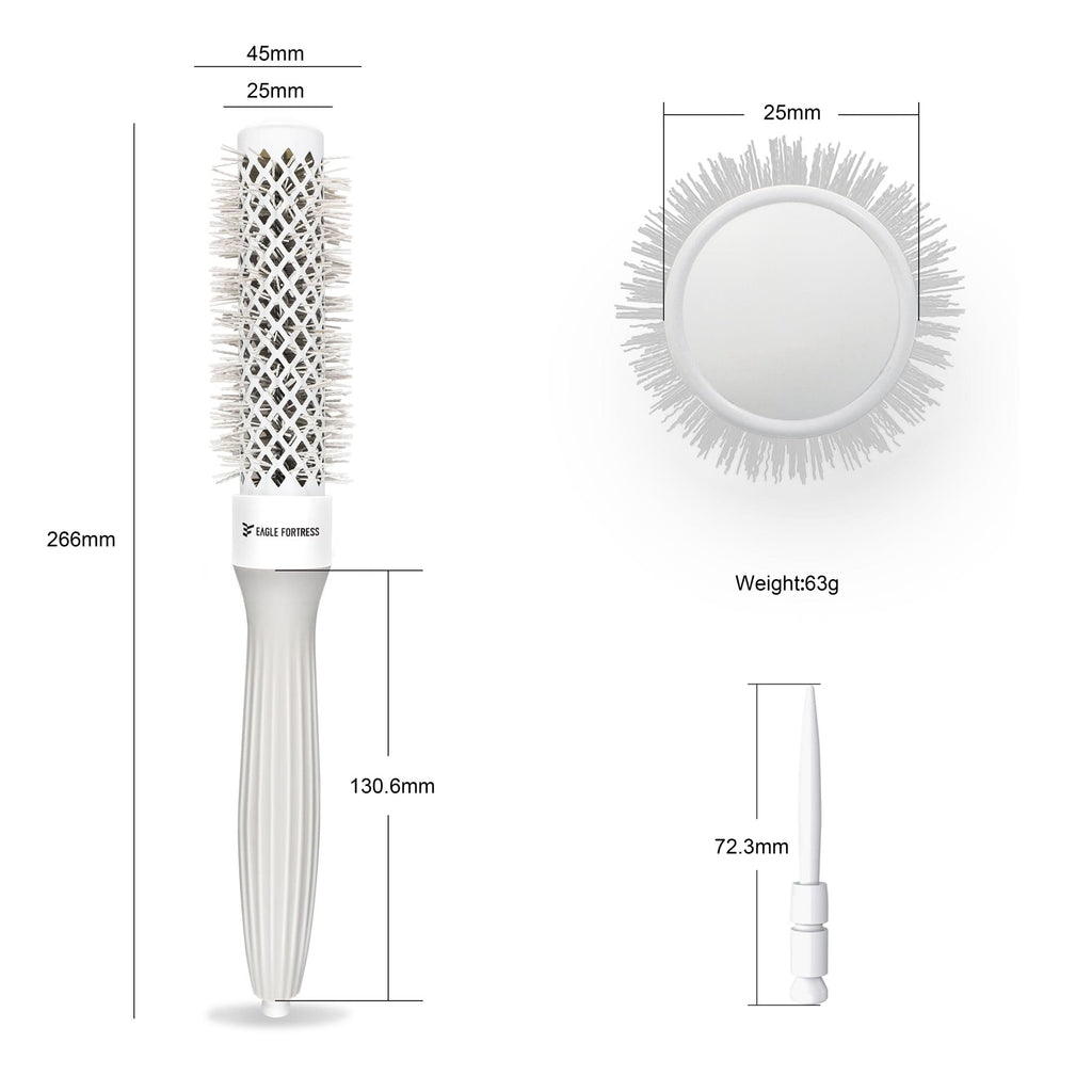 Eagle Fortress Professional Round Hair Brush for Blow Drying with Ceramic + Ionic, Grey 0.98in
