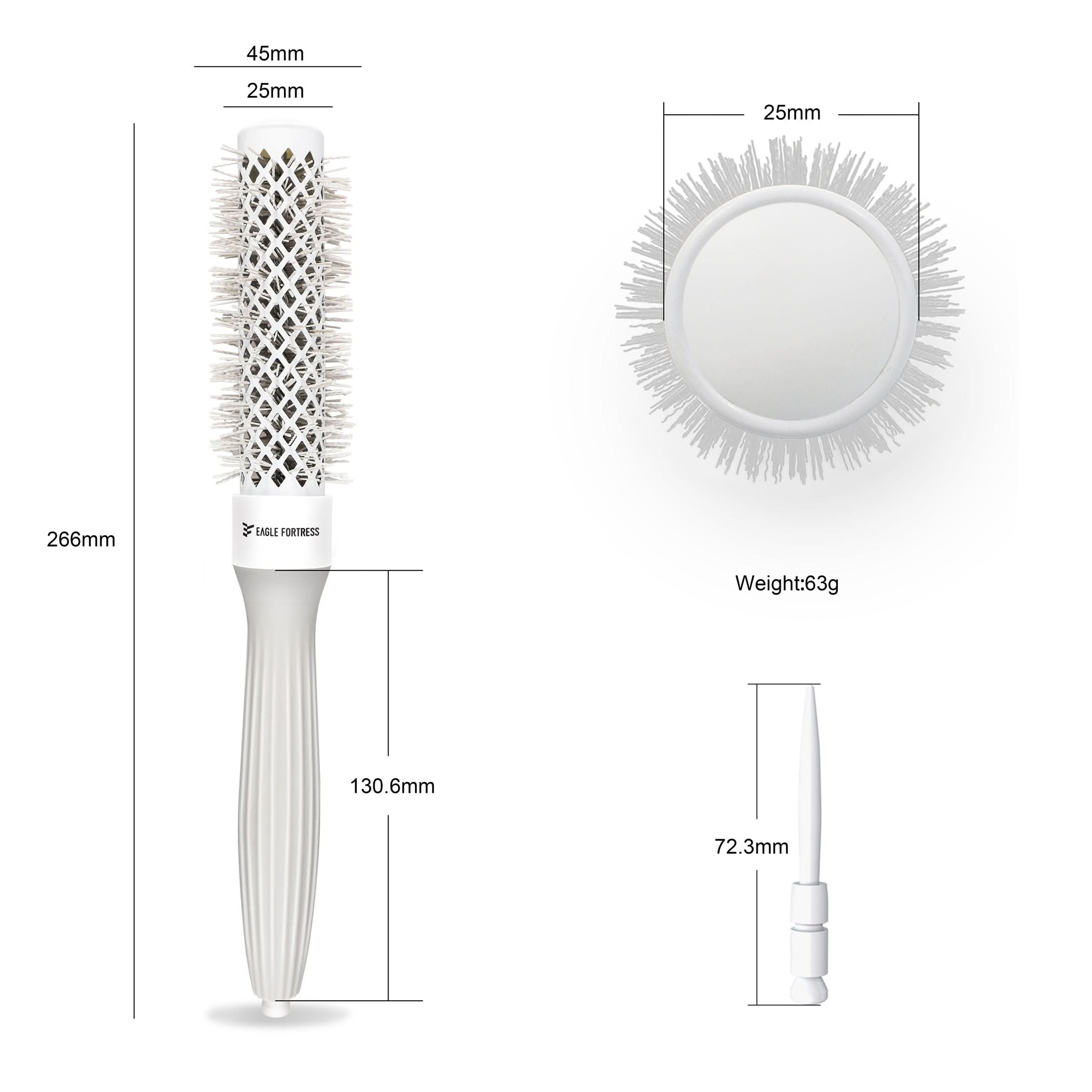 Eagle Fortress Professional Round Hair Brush for Blow Drying with Ceramic + Ionic, Grey 0.98in