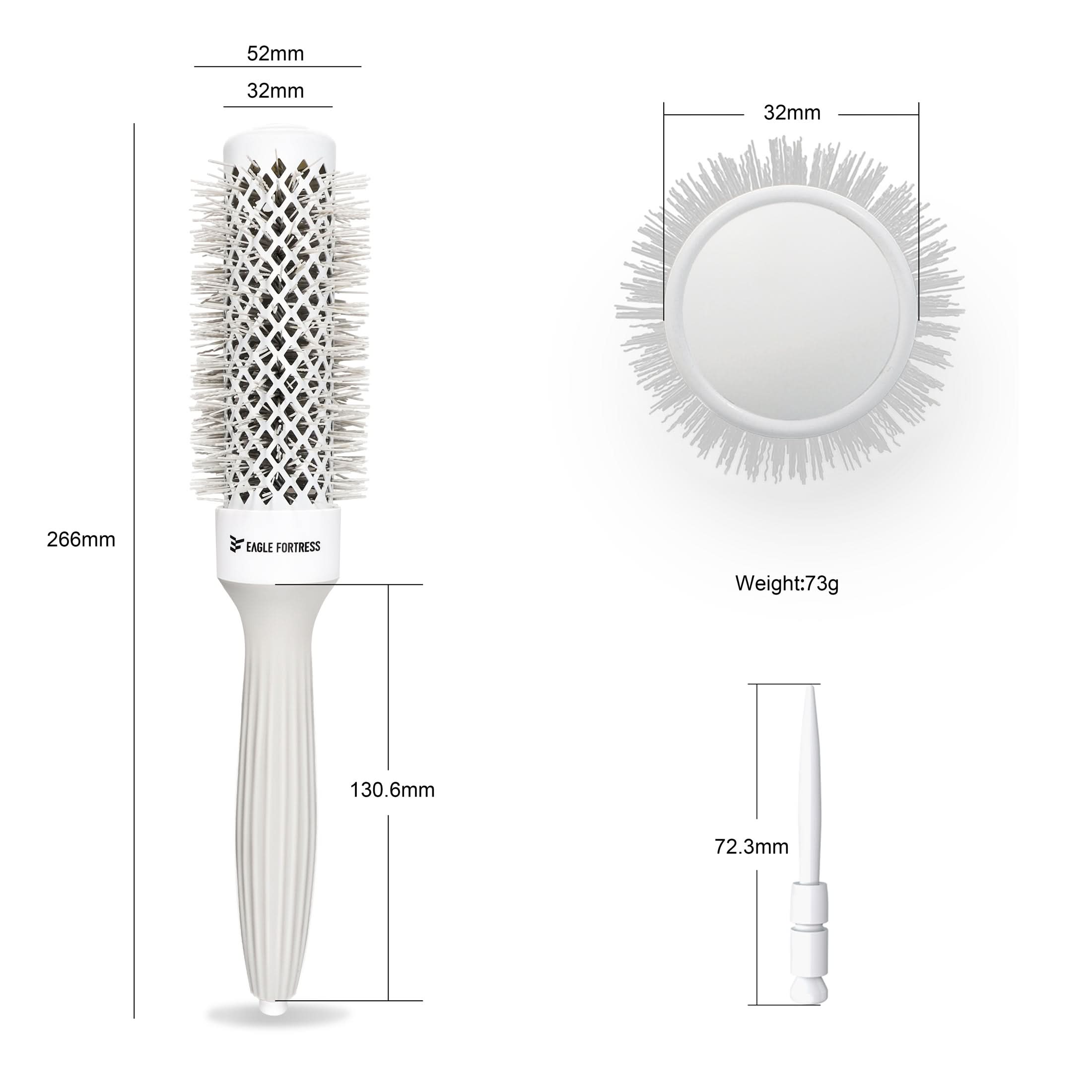 Eagle Fortress Professional Round Hair Brush for Blow Drying with Ceramic + Ionic, Grey 1.26in