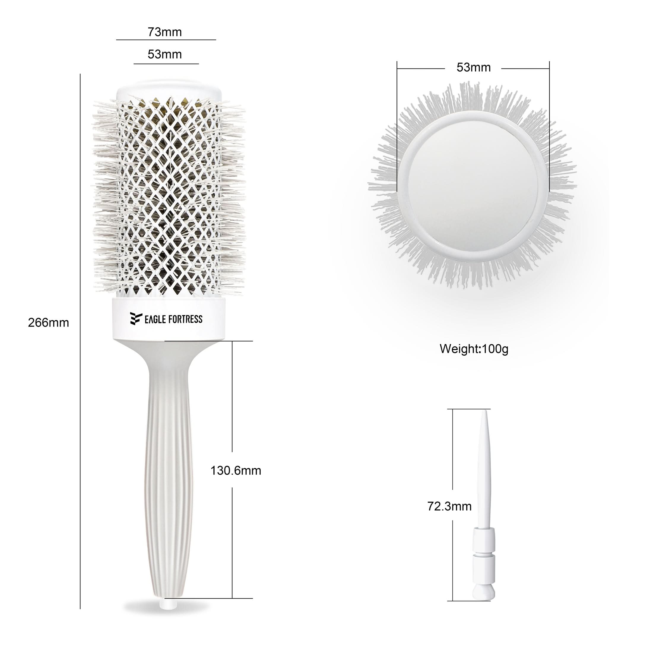 Eagle Fortress Professional Round Hair Brush for Blow Drying with Ceramic + Ionic, Grey 2.09in