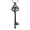 Small Vintage Key Necklace Silver Sterling Look Pendant