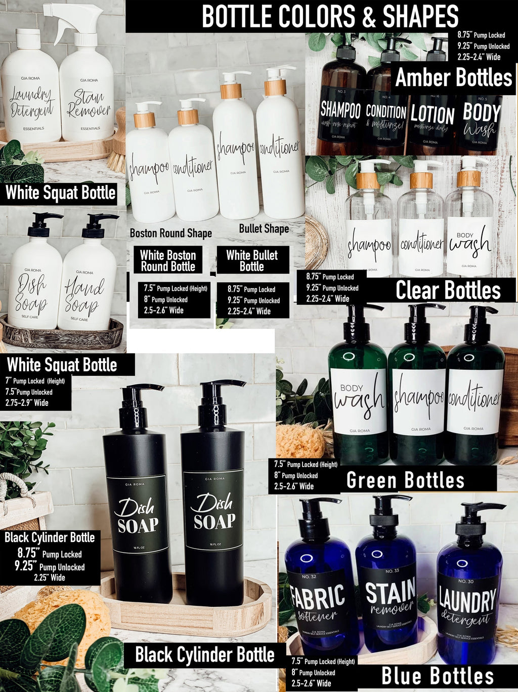 16oz Plastic Spray Bottles With White Or Black Waterproof Labels