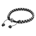 Stainless Steel Beaded Woven Cord Bracelet Adjustable