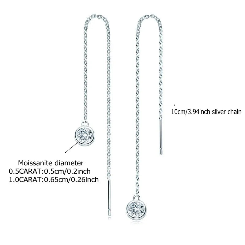 Sterling Silver 925 Moissanite Drop Earrings 1ct Bubble Ear Wire