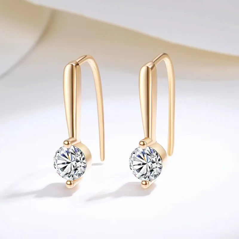 Sterling Silver 925 Moissanite Drop Earrings 1.0cttw (0.5ctx2) Bridal Luxury Fashion Gift