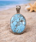 Sterling Silver Number 8 Turquoise Pendant – Natural Turquoise Statement Jewelry