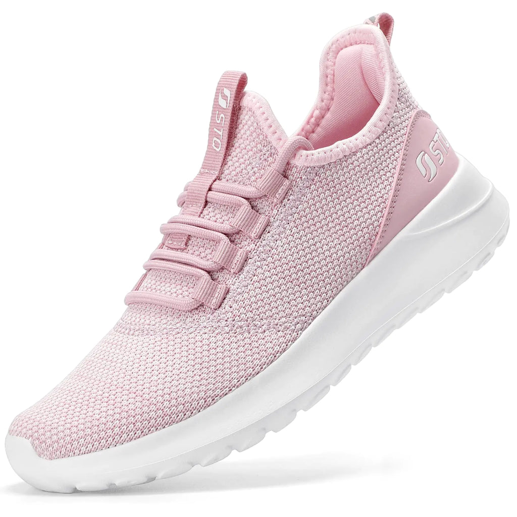 STQ Slip Ins Womens Slip On Sneakers Hands Free Orthopedic Tennis Walking Shoes for Plantar Fasciitis Relief 8.5 Light Pink - # GIAA73110002