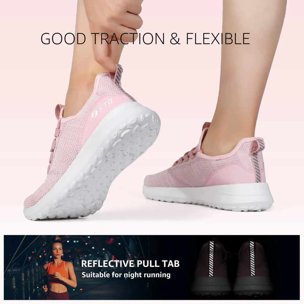 STQ Slip Ins Womens Slip On Sneakers Hands Free Orthopedic Tennis Walking Shoes for Plantar Fasciitis Relief 8.5 Light Pink - # GIAA73110002