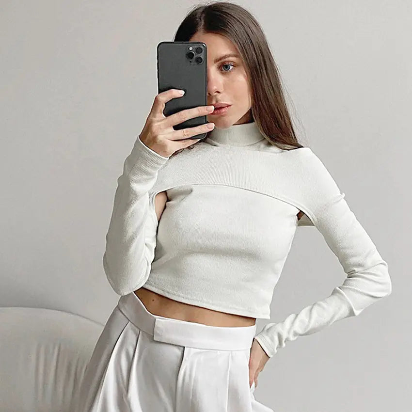 Strapless Solid Color Sexy T-shirt for Girl and Women - # GIAA23510013