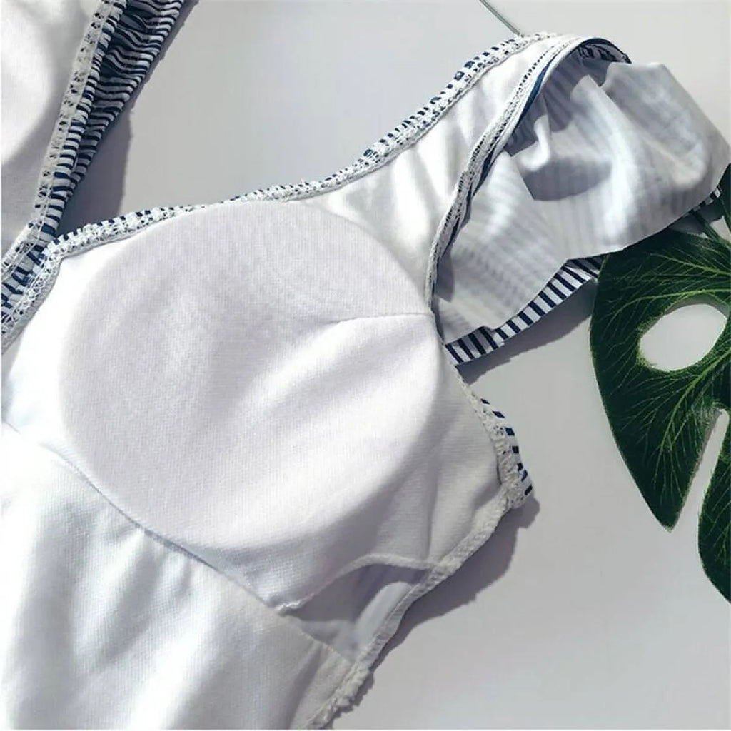 Striped Ruffled Swimsuit