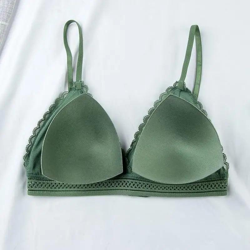 Stunning Hot Look Women's Lace Bra No Steel Ring Beauty Back comfor Wrapped Chest Comfortable Daisy Brassiere Stretch Triangle Cup Padded Underwear 1/2Pcs