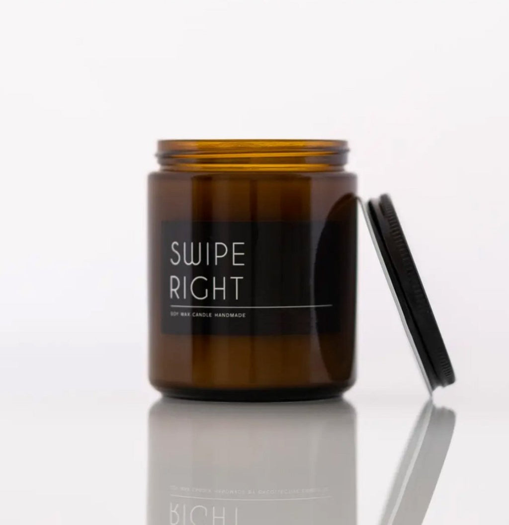 Swipe Right Scented Candle 8oz Soy Candle Spicy Leather Vetiver Myrrh