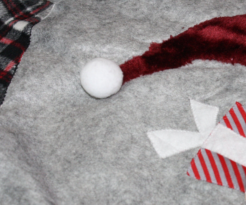 Gnome Embroidered Fleece Tree Skirt - 48 Inch - Grey