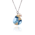 Tombolo Necklace – Aqua & Ultramarine Resin with Freshwater Pearl