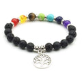 Tree Of Life 7 Chakra Lava Bead Essential Oil Bracelet