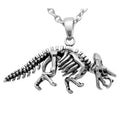 Triceratops Skeleton Pendant Necklace Gothic Retro Silver