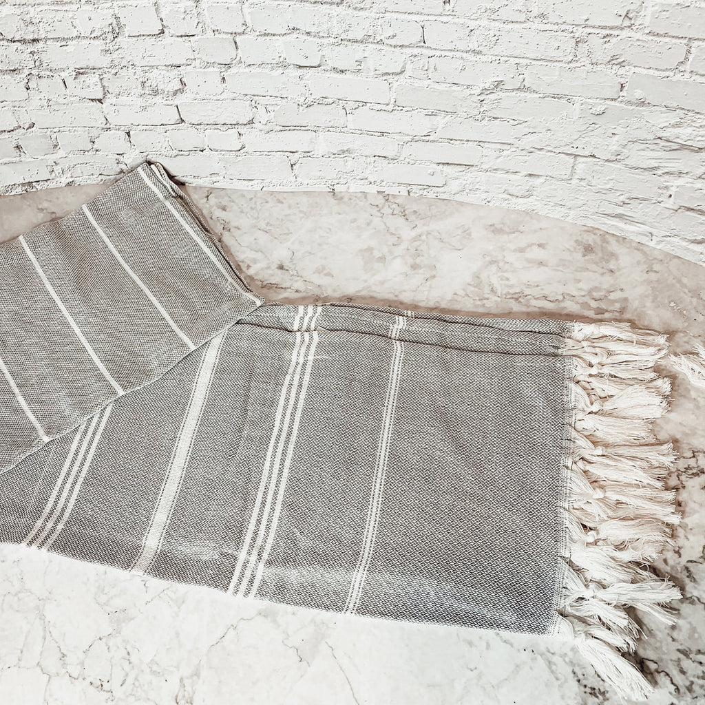 Turkish Stripe Towel 180 GSM Haley Lightweight Flat Woven Beach Bath Towel