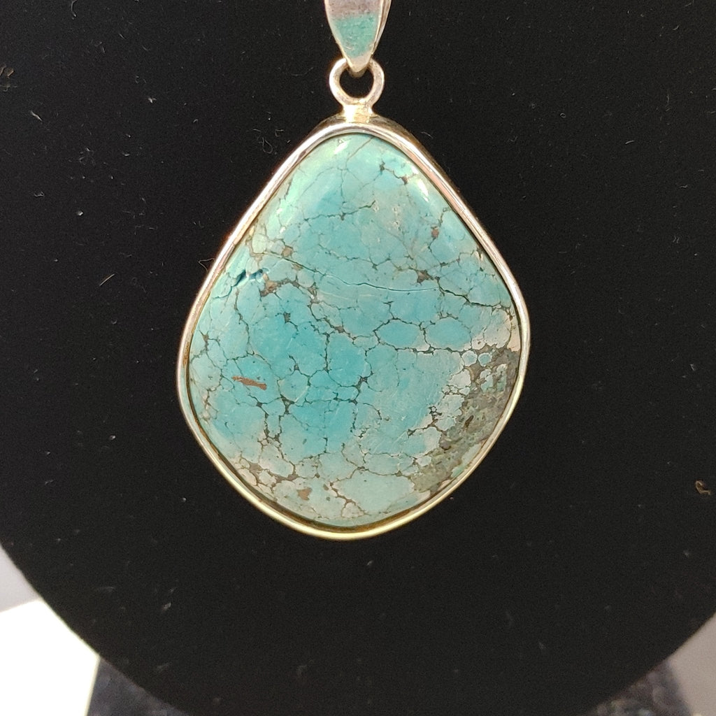 Sterling Silver Large Turquoise Egg Pendant – Coastal Statement Jewelry