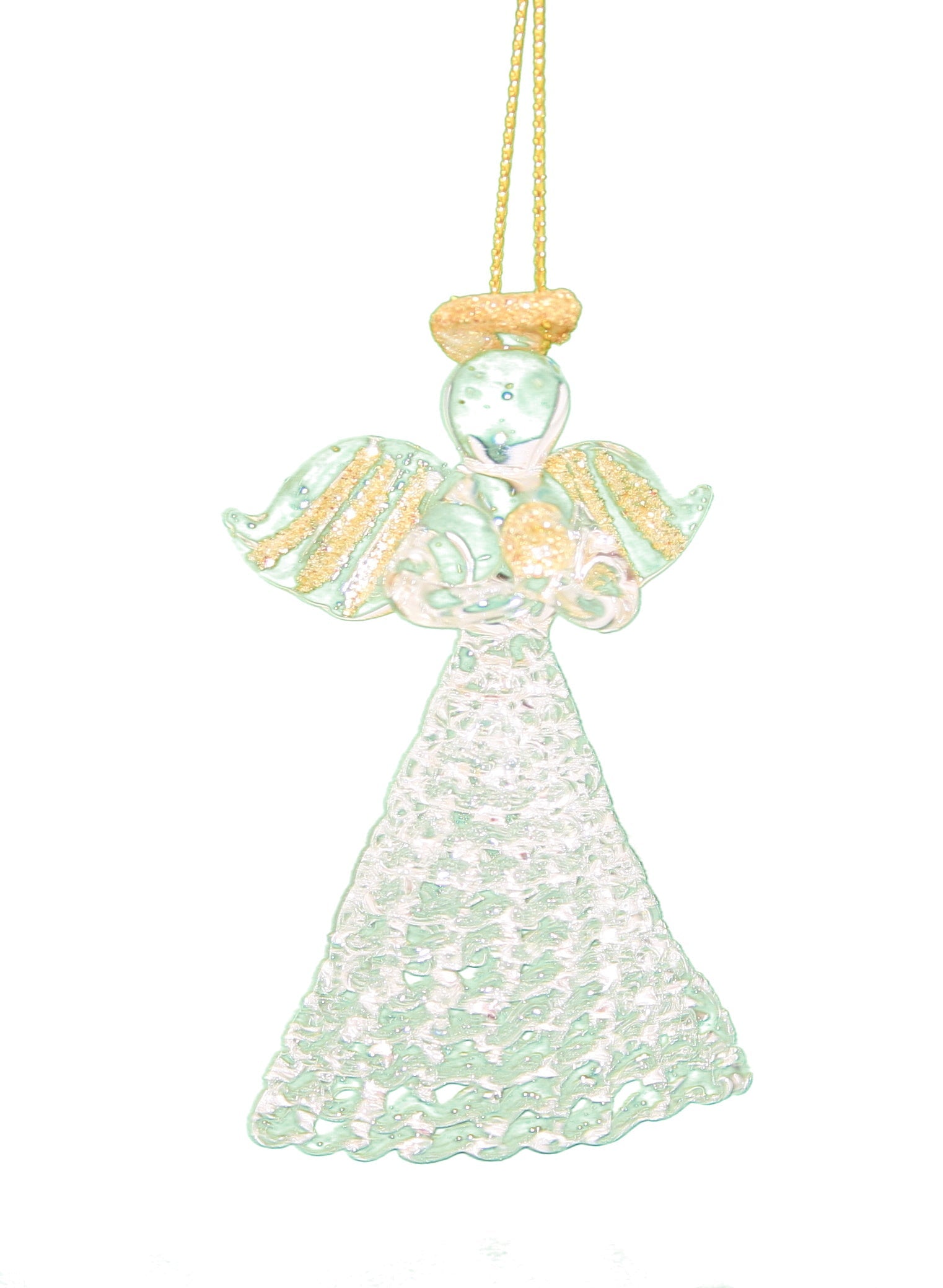Spunglass Ornament - Gold Angel Praying