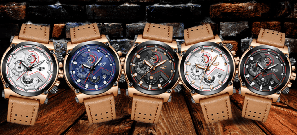 Montre Moderne Étanche pour Homme avec Bracelets en Cuir, Boîtier en Acier Inoxydable, Excellent Look, Cadeau Parfait