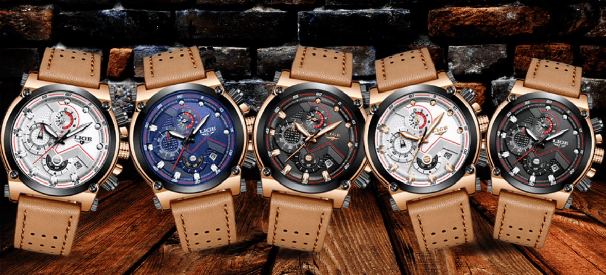 Montre Moderne Étanche pour Homme avec Bracelets en Cuir, Boîtier en Acier Inoxydable, Excellent Look, Cadeau Parfait